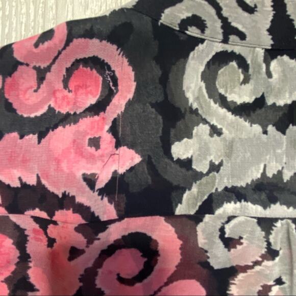 Milly x Banana Republic Women's True Navy Blue & Pink Roll Tab Tunic Top Size 2 - Picture 7 of 12